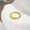 Anillo elástico hecho a mano con cuentas de cobre de 3 m de oro, resistente a la decoloración, diseño de nicho, corona, estrella, ojo, para mujer.