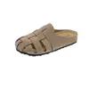 Pantuflas de Verano para Mujer para Exteriores con Sensación de "Pisar Excremento", Mules Romanos de Punta Cerrada para Mujeres Embarazadas, Sandalias Mules Tejidas para Combinar con Faldas