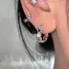 Aretes de Aro de Piedra Ópalo para Mujer, Pendientes de Diseño de Nicho, Nuevo Estilo Popular, Clavos de Oreja con Aguja de Plata, Clips para Orejas