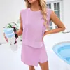 Traje Informal de Moda de Color Sólido para Comercio Exterior Transfronterizo para Mujer Verano 2025 Nuevo Conjunto de Dos Piezas de Camiseta de Manga Corta y Pantalón de Tres Cuartos de Algodón Puro
