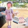 Vestido Cartoon Estilo Coreano para Bebê Menina Verão Infantil Novo Estilo Fada Kulomi Gola Redonda Vestido Princesa Tendência