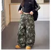 Pantalones de trabajo de camuflaje con pentagrama estilo americano de pierna ancha para mujer, novedad otoño 2026, pantalones de camuflaje curvos de corte holgado, modernos
