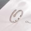 2024 Nuevo Anillo de Serpiente Exquisito Simple Japonés y Coreano Distintivo Creativo Serpiente Diamante Completo Apertura Anillo Ajustable para Mujer