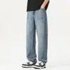 Roupas Masculinas Fengshe / Jeans de Liocel Novo para o Verão Calças Retas Largas Jeans Casuais Versáteis