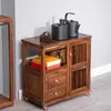 Novo Armário de Chá de Madeira Maciça Estilo Chinês Armário para Ferver Água Mesa de Chá Pequena de Noz Armário Lateral de Chá Mesa Lateral de Sala de Estar Integrada com Chaleira