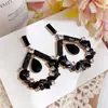 Pendientes de plata con forma de gota tachonados de diamantes, pendientes exagerados de moda de alta gama de nicho, pendientes de mujer de lujo ligero, únicos y elegantes