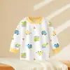 Ropa interior para bebé algodón puro capa base infantil top para bebé prenda de una pieza uso primavera y otoño camiseta de manga larga para niñas pijama para niños