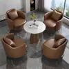 Conjunto de Sofá de Um Lugar de Luxo e Mesa de Centro para Lazer, Recepção de Hotel, Escritório, Sala de Vendas, Mesas e Cadeiras de Reunião, Salão de Beleza