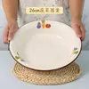 Novo Prato de Esmalte Espesso Nostálgico Vintage, Tigela de Sopa Doméstica de Grau Alimentício com Borda Larga, Prato Fundo, Prato de Preparo