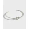 AS122 Coreia do Sul Estilo Coreano Pulseira Simples Prata Lisa Artesanato Antigo Nó Único Aberto Pulseira de Prata Sterling S925