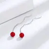 Hilo para Oreja de Cinabrio Rojo para Mujer 2022 Nuevo de Moda Tendencia Pendientes de Año Nuevo Lujo Ligero Pendientes de Botón de Nicho Sentido de Alta Gama Temperamento