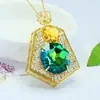 Colar Aiyu Vintage de Luxo Leve com Pingente de Vidro Amarelo-Verde e Pedras Cheias Artesanal Pesado Atacado Dropshipping S5121704