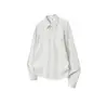 Camisa de manga larga retro a rayas grises y blancas estilo americano, camisa holgada para hombre de primavera/otoño, marca de moda