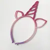 Diadema de Unicornio Aliexpress Diadema de Plástico con Purpurina de Colores Accesorios para el Cabello Europeos y Americanos Adornos para Fiestas Adornos para Cumpleaños Infantiles