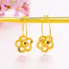 Pendientes vietnamitas de arena dorada chapados en oro con forma de flor, Pendientes con forma de flor para mujer, Pendientes chapados en imitación de oro de 24 quilates al por mayor