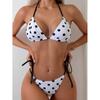 Transfronterizo 2025 Europeo y Americano Exportación Nuevo Estampado de Cebra con Cordones Halter Amazon Bikini Bolsa Triangular Traje de Baño Dividido