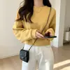Sudadera casual de punto para mujer, estilo de otoño e invierno, color liso, cuello redondo, corte holgado, adelgazante, para uso diario, transfronteriza europea y americana
