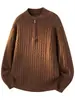 Estilo Old Money, retro americano, media cremallera, casual, suéter tejido de manga larga, cálido, para otoño e invierno, prenda superior para hombre