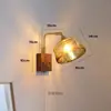 Lámpara de pared retro de estilo silencioso, cobre completo, interruptor de cremallera junto a la cama del dormitorio, lámpara de pared de fondo para pasillo de casa de huéspedes, lámpara de nogal