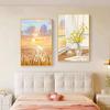 Cabeceira de Quarto Floral Cor Creme Pintura Decorativa, Arte de Parede Estilo Nórdico de Alto Padrão para Quarto Principal, Mural de Parede Fresco e Simples