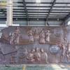Parede de fundo com relevo de arenito mural paisagem de floresta jardim externo escultura em cobre fundido cobre imitação de PRFV parede cultural