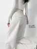 Calça de moletom cinza estilo americano de perna larga para mulheres, nova coleção primavera/outono 2026, cintura alta, fluida, perna reta, comprimento até o chão