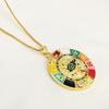 Transfronterizo Nuevo Estilo Bohemio Moda Europea y Americana Gota de Aceite Zircón Redondo Marca Ojo Colgante Collar Mujeres Venta al por Mayor