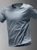 Camiseta de manga corta de seda de hielo para hombre, de verano, fina, de malla de secado rápido, deportiva, de media manga, informal, elástica, para verano
