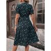 Foto real de Punto Comercio Exterior Transfronterizo 2025 Nuevo Vestido Floral Europeo y Americano de Envoltura con Cinturón de Encaje con Cuello en V de Venta Caliente