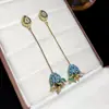 Elegância vintage! Brincos de franja em gota d'água com zircônia azul, brincos estilo corte francês, sensação de luxo leve e alta qualidade para mulheres