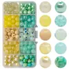 Contas redondas de doce 8MM de importação em caixa de 10 compartimentos, contas de vidro coloridas em blocos, acessórios para joias DIY, materiais para colares e pulseiras