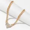 Colar de Pescoço Feminino Estilo Punk Hip-Hop Europeu e Americano, Colar Luxuoso de Alta Qualidade Exagerado com Pedras de Strass