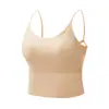 Camisole de seda gelada sem costura de verão com bojos embutidos para fitness e yoga