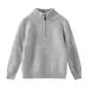 Suéter 100% Lana Niños y Niñas Cuello Medio Alto Media Cremallera Suéter Base Engrosado Niños y Niñas Otoño Invierno Top de Punto de Cachemira