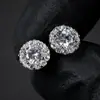 Huajie deseja novos brincos de moissanita redonda de 1 quilate brincos de noivado de zircônia branca banhados a cobre europeus e americanos