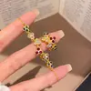 Luz de Arcoíris Ilusoria~Pulsera de Flor de Circonita Colorida, Sensación de Lujo Ligero de Gama Alta, Joyería de Moda Exquisita Retro Francesa