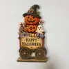 Produto Novo Transfronteiriço Estatueta Casa Assombrada Fantasma Abóbora Placa Decorativa Casa Assombrada Artesanato em Madeira