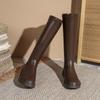 Botas de Cano Alto 2022 Estilo Britânico Outono Veludo Tamanho Grande Botas Femininas 41-43 Gordas mm Alargadas Cano Longo Botas de Cavaleiro