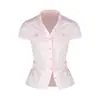 Camisa a Cuadros Coreana Retro con Cintura Ajustable para Mujer, Diseño de Verano, Top Corto Ajustado