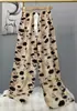 Pantalones de pijama de algodón para mujer, verano, finos, estampados, casuales, de pierna ancha, pueden usar mujeres embarazadas, comercio exterior, pantalones de talla grande