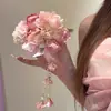 Novo Grampo de Cabelo Flor Rosa Estilo Antigo Chinês Hanfu para Mulheres, Presilha com Franja Super Fada, Acessório de Cabelo para Qipao Fotos de Viagem