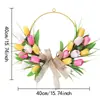 2026 Nueva Corona de Primavera Decoración de Puerta de Pascua Corona de Cuentas de Madera Tulipán Simulado Corona Festiva Decoración del Hogar