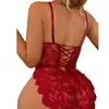 Comercio exterior Europa y Estados Unidos ropa interior sexy nuevo encaje tirantes entrepierna abierta sexy perspectiva espalda descubierta usar generación pijama de una pieza al por mayor