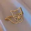 Broche Anti-Exposición para Mujer, Diseño de Zorro Pequeño Hueco Dorado, Accesorio de Pin para Traje de Mujer, Diseño Decorativo, Accesorio Anti-Exposición para Escote