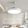 Ventilador de Teto com Luz Controlado por Voz para Uso Doméstico na Sala de Estar e Jantar, Luz Embutida Invisível, Ventilador Elétrico Silencioso Moderno Minimalista de Luxo, Lustre