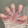 Estilo Lujo Ligero Usar Armadura Mariposa de Cristal Polvo Diamante Roto Flash Degradado Lazo Diamante Usar Arte de Uñas Arte de Uñas Nupcial