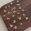Arte de Uñas para Enriquecerse Rápidamente Decoraciones de Aleación Año Nuevo 2026 Color Dorado y Plateado Caballo 3D Pedrería para Uñas Set de 5