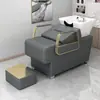 Lavabo de Cerámica para Lavado de Cabello para Salones de Belleza, Estilo Simple Semi-Reclinable, Cama de Masaje y Lavado para Salón de Belleza, Venta Directa del Fabricante