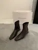 Versión de piel de oveja~Botines cortos vintage para mujer que aumentan la altura, nuevo estilo de otoño e invierno, versátiles y elegantes, botines de punta cuadrada pequeña, botas elásticas ajustadas