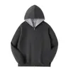 Sudadera con capucha y cremallera para hombre, diseño de cremallera oculta, corte holgado para parejas, chaqueta de bloques de color para hombres de mediana edad